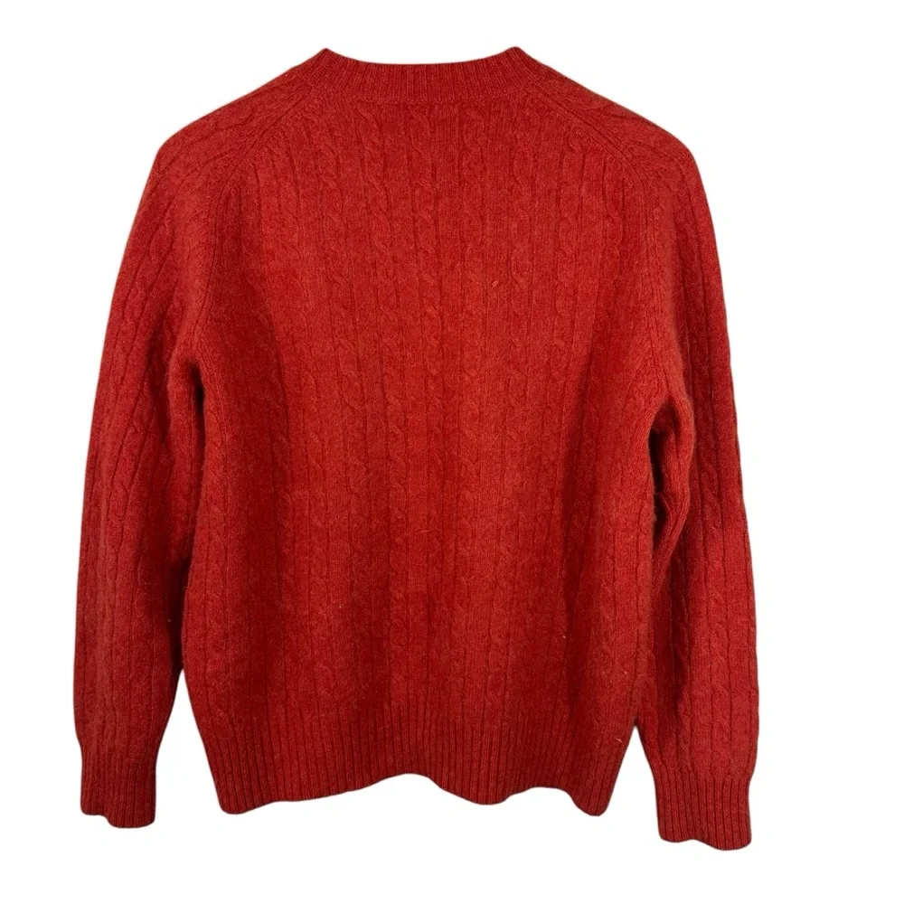 Davis & Squire 2 Ply Cable Cashmere Orange Mens Sweater Size Medium - Picture 6 of 7